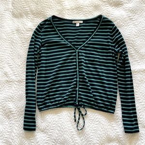 Turquoise and black stripe Made For Me 2 Look Amazing top